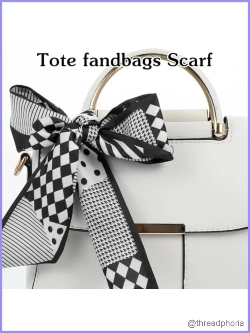4 Pack Purse Scarf for Handbags, Imitation Silk, Checkered/Striped, Versatile